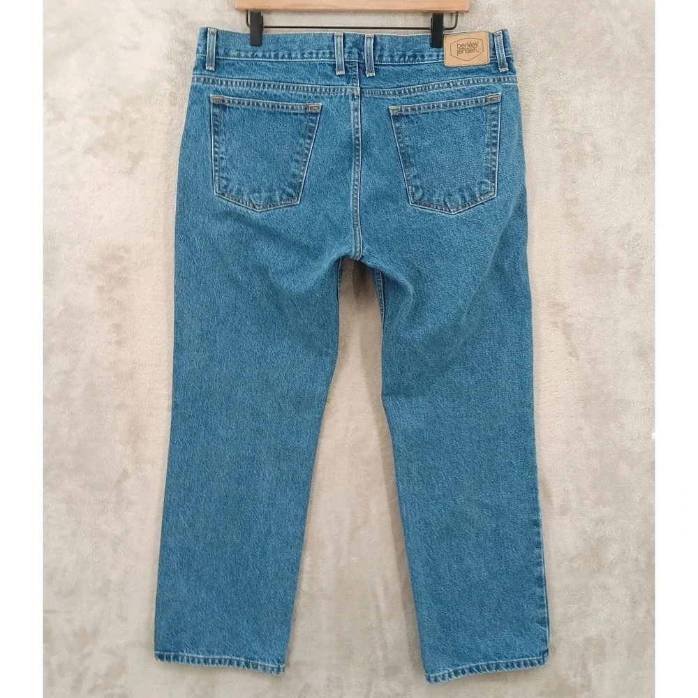 Berkley Jensen Jeans Mens 36x29 Blue Denim Straight Leg Heavyweight Workwear